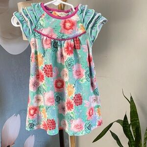 Matilda Jane Girls Floral Ruffle Sleeve Dress in Mint & Pink 18-24 months